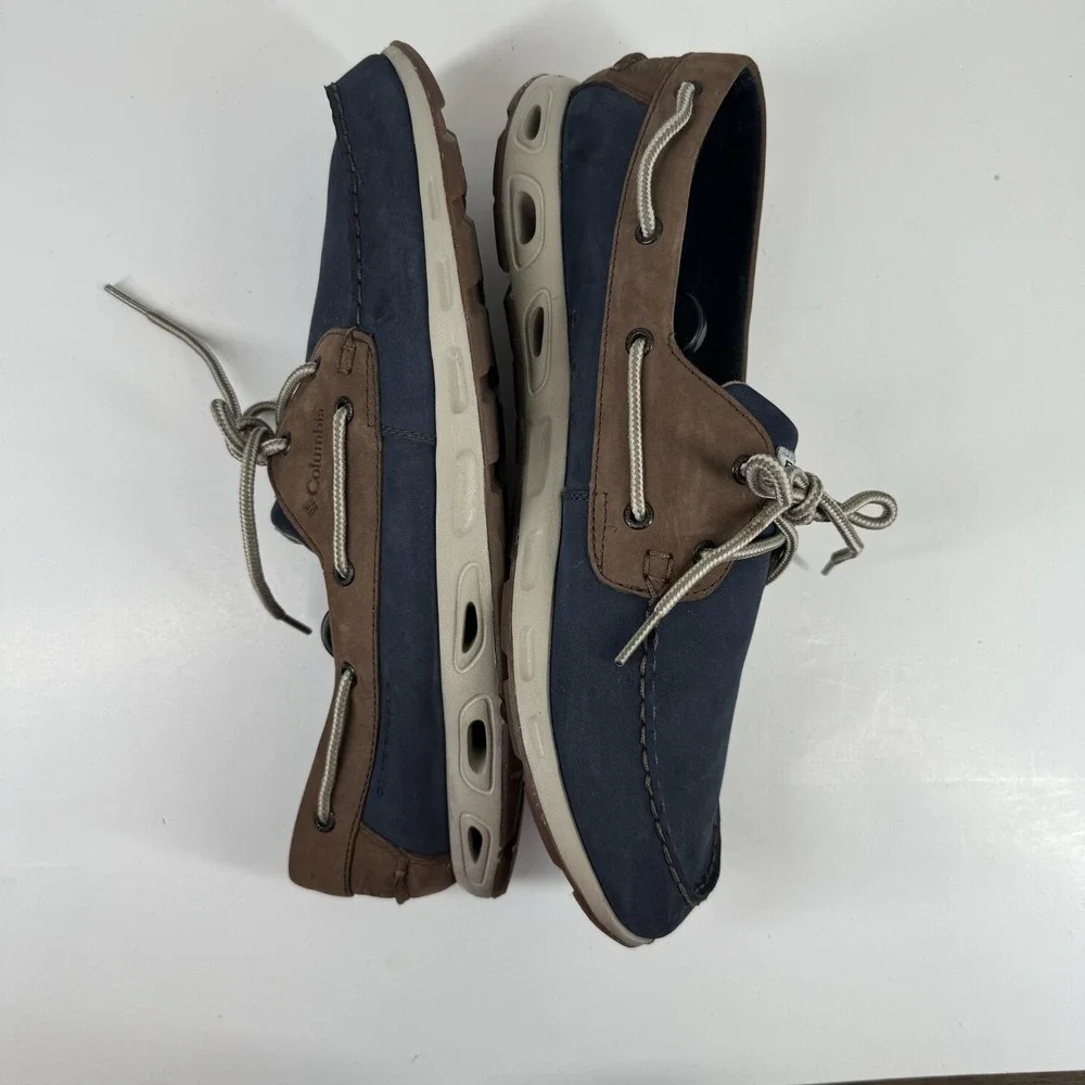 Columbia PFG Bonehead Vent Men's US 14 Navy Blue Leather Boat Shoes BM4438-464